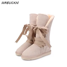 HABUCKN/зимние сапоги высокого качества женские зимние сапоги женские модные классические зимние сапоги из натуральной кожи в австралийском стиле