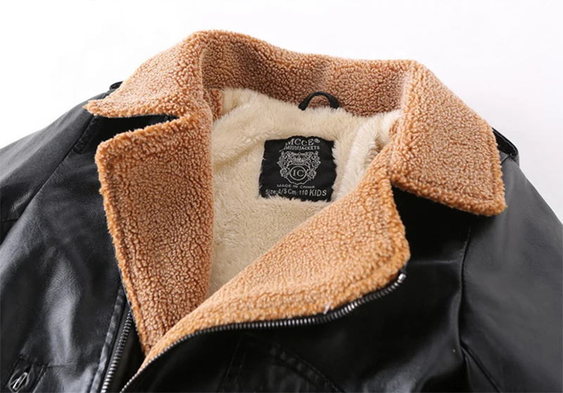 Kopen Winter Kinderen Leren Jas Goede Kwaliteit kinderen PU Imitatie Leren Jas Warm Faux Leather Bovenkleding Voor Jongens Meisjes 3 11 Y