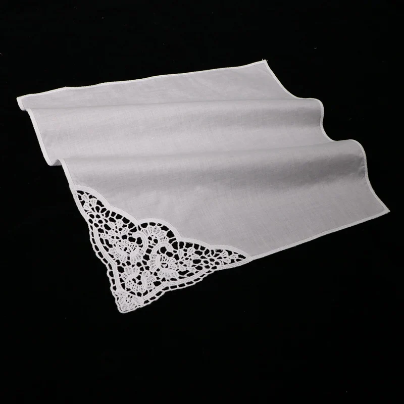 D602-C: белый Хлопковый кружевной свадебный носовой платок премиум класса, женские носовые платки, подарок на свадьбу
