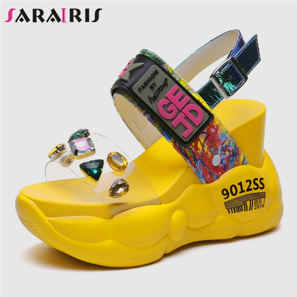 

SARAIRIS New INS Hot Brand Colored Platform Sandals Women 2019 Summer Girl High Heel Sandal Casual Women Wedges Shoes Woman