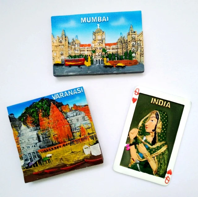 New Hot Sale India Girl Playing Cards Mumbai 3D Fridge Travel