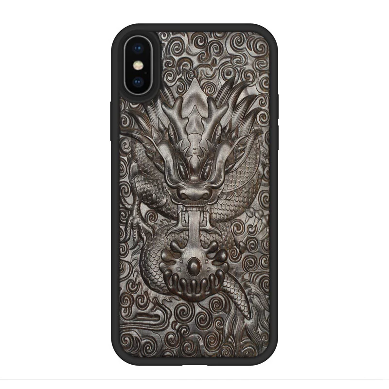 Чехол для iPhone XR X XS Max черное дерево 3D стерео тиснение резная деревянная Задняя накладка чехла из ТПУ для iPhone 6 6s 7 8 plus - Color: color 2