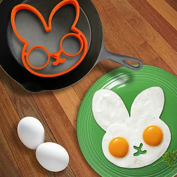 1 Piece Orange Silicone Bunny Cartoon Fried Fry Egg Frame Breakfast Mold Kitchen Tool Egg And Pancake Rings