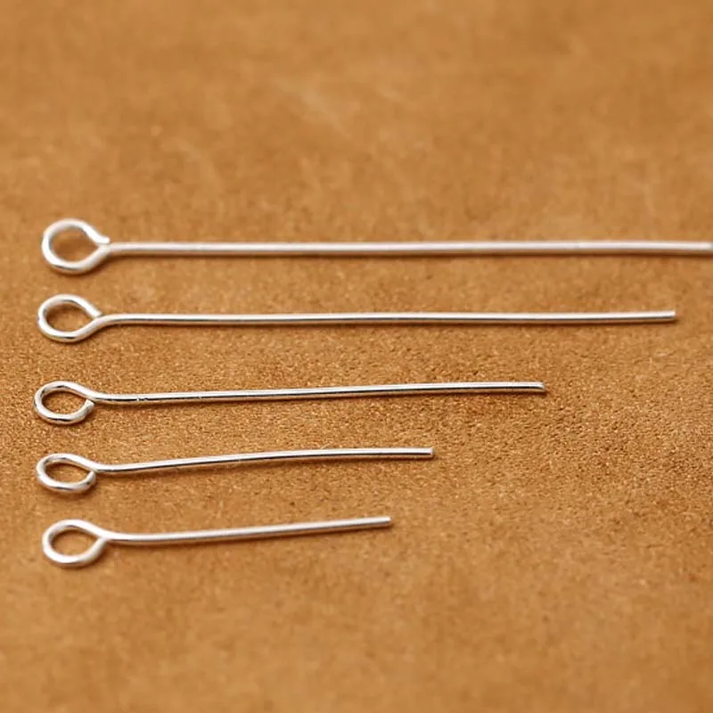 10pcs Real Pure Solid 925 Sterling Silver Needle Pins for DIY Jewelry Making Findings Earring Necklace Connector Part Base