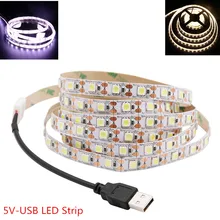 5 В USB Светодиодная лента 5050 холодный белый/теплый белый ТВ фоновое освещение 60 Светодиодный s/m USB зажим разъем 30 см/50 см/1 м/2 м комплект
