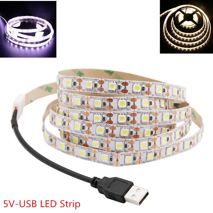 Светодиодная лента 5 В 60 светодиодов/м 30 см/50 см/1 м/2 м|5v usb led strip|usb strip 5050usb |