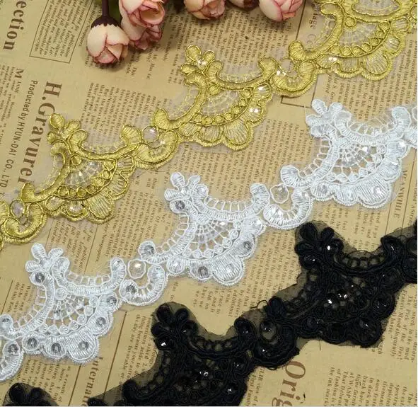 Кружевная аппликация с блестками для свадебного платья 6 5 см 9 ярдов|accessories