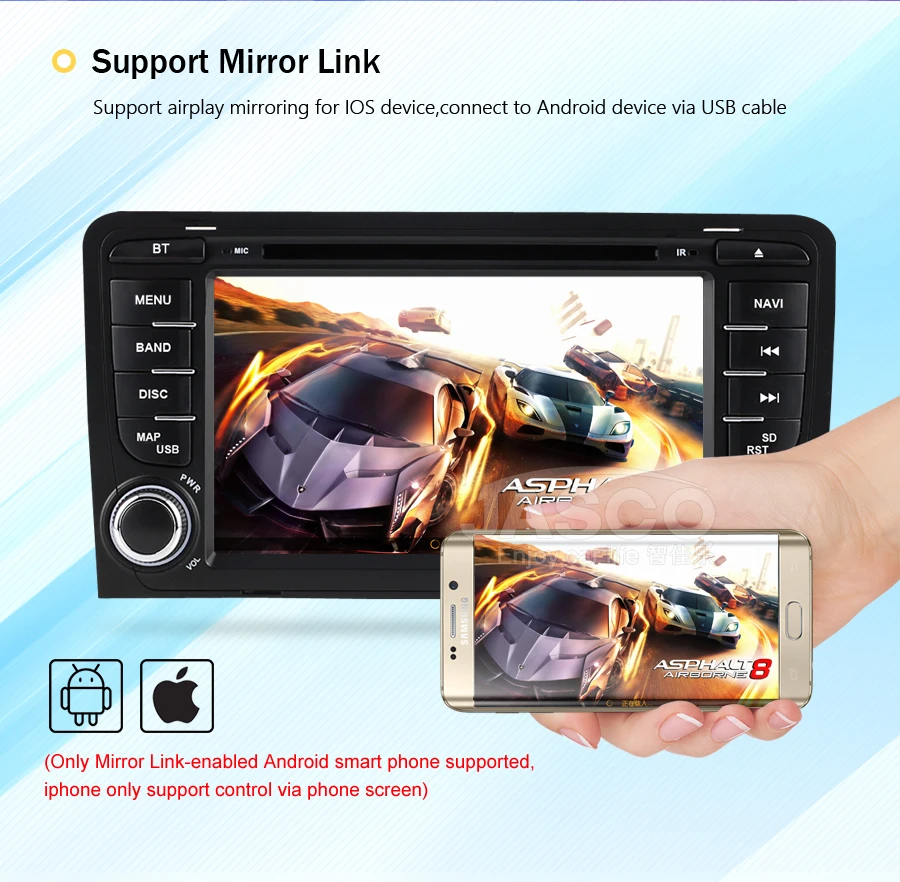 Cheap 4G RAM Android 9.0 Car DVD Stereo Multimedia Headunit For Audi/A3/S3  Auto Radio GPS Navigation Video Audio Support OBD2 DVR 10