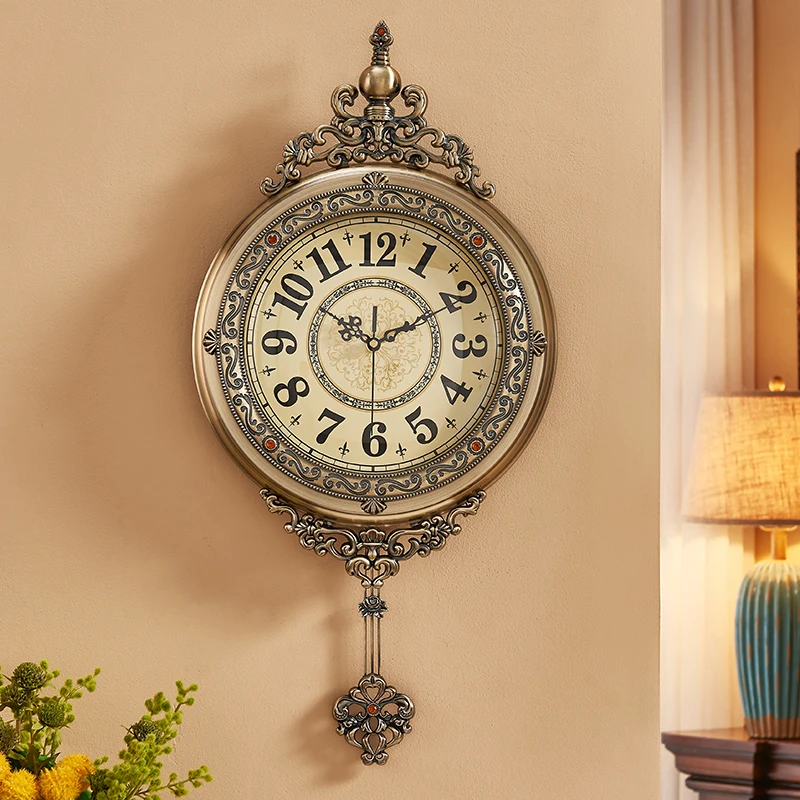 Металлические настенные часы в европейском стиле, гостиная, Домашняя мода, креативная простая атмосфера, Нордик, светильники в американском стиле ретро настенные часы