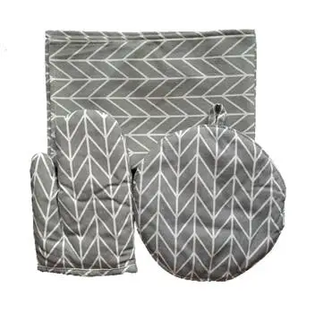 CFen A's, простые узоры, качественная настольная салфетка+ кухонная перчатка+ прихватка, горячий коврик, обеденный набор ковриков на стол из 3 хлопковых ковриков - Цвет: gray 1