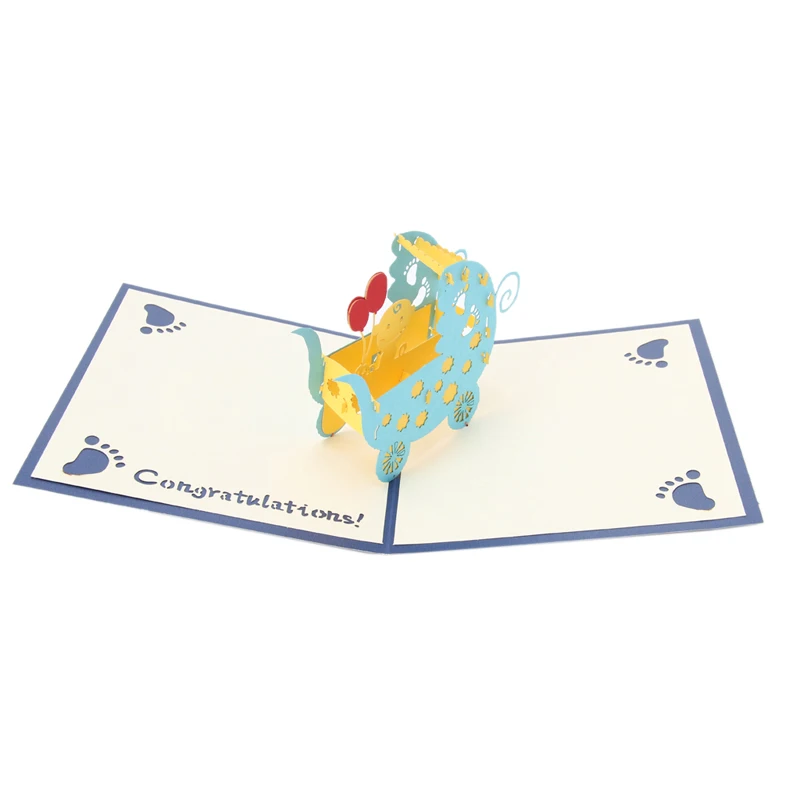 Новые 3D Детские коляски поздравительная открытка всплывающая бумага вырезанная Открытка Подарок на день рождения MAR30