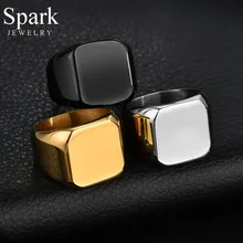 Spark-Anillo de grabado personalizado para hombre, sortija de boda cuadrada con foto y nombre personalizado de acero inoxidable, regalo de aniversario