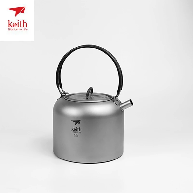 

Keith Titanium 1.5L Bottle Outdoor Camping Kettle Coffee Tea Pot Camping Toolswith Heat Proof Handl Lightweight 200g Ti3907