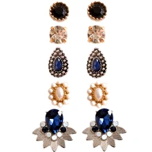 Мода, Женские Ювелирные изделия Оптом, девушки день рождения, жемчужные серьги-гвоздики, синий белый черный костюм серьги, прокси