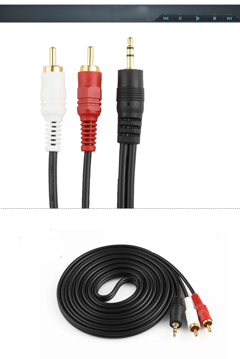 

1.5m Audio Cable Line 3.5mm Jack to 2 RCA Male Plug Adapter Audio Converter Video AV Cable Wire for Speaker Computer mobile