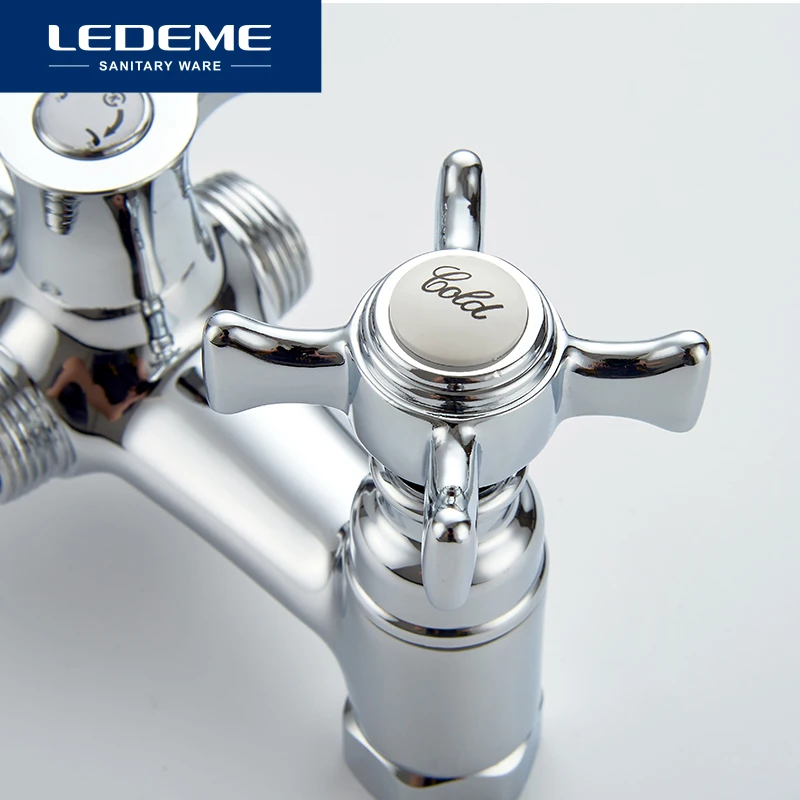 Billige LEDEME Badewanne Armaturen Lange Wasser Outlet Einfache Stil Heiße Und Kalte Wasser Mischer Bad Wasserhahn Wasserhahn Dusche Bad Armaturen L2611