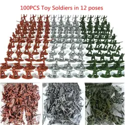 100 шт. армии для мужчин игрушки солдаты Военная Униформа пластик 12 поз цифры играть набор новый