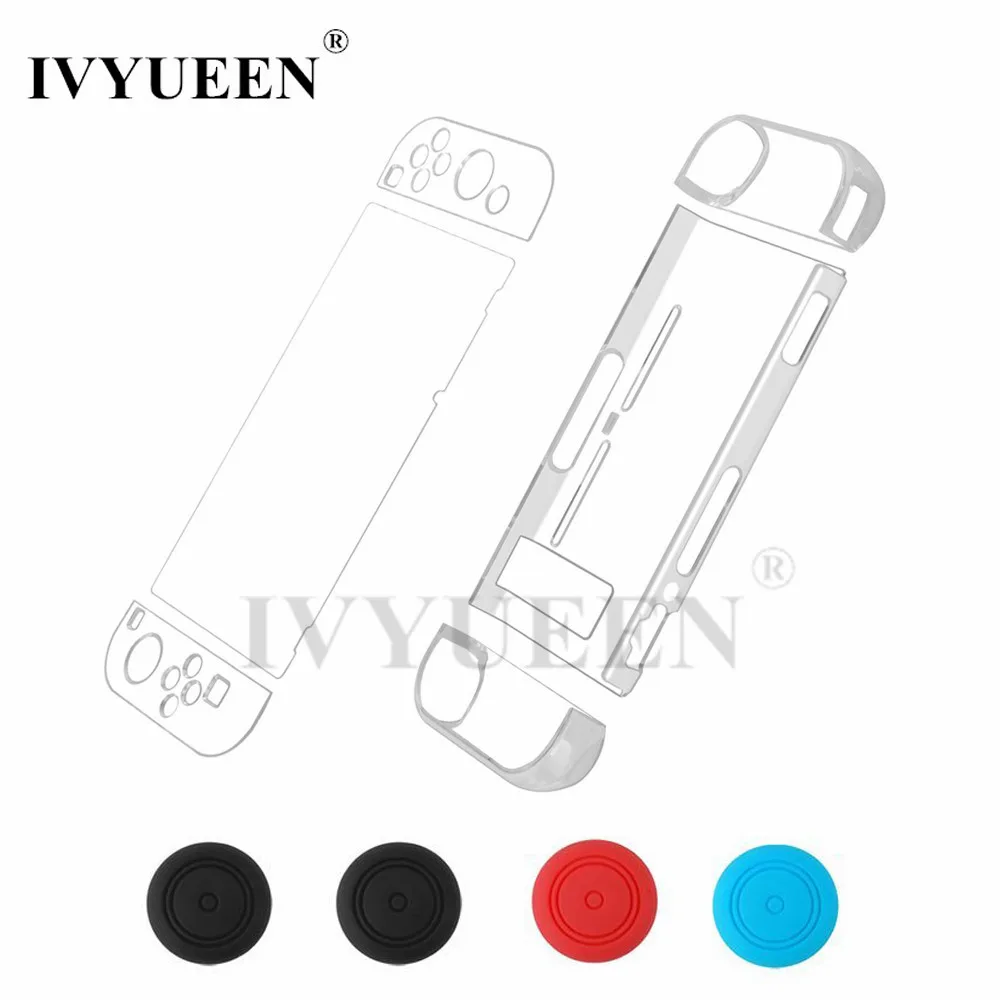 

IVYUEEN Anti-Scratch Clear Case for Nintend Switch JoyCon Protector Transparent Hard Back Cover Shell with Tempered Glass Film