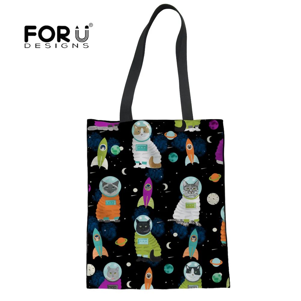 FORUDESIGNS/сумка для покупок с космическими кошками, многоразовая, женская, модная, складная, удобная, Эко сумка для продуктов, Bolsas de tela - Цвет: ZJZ674Z22