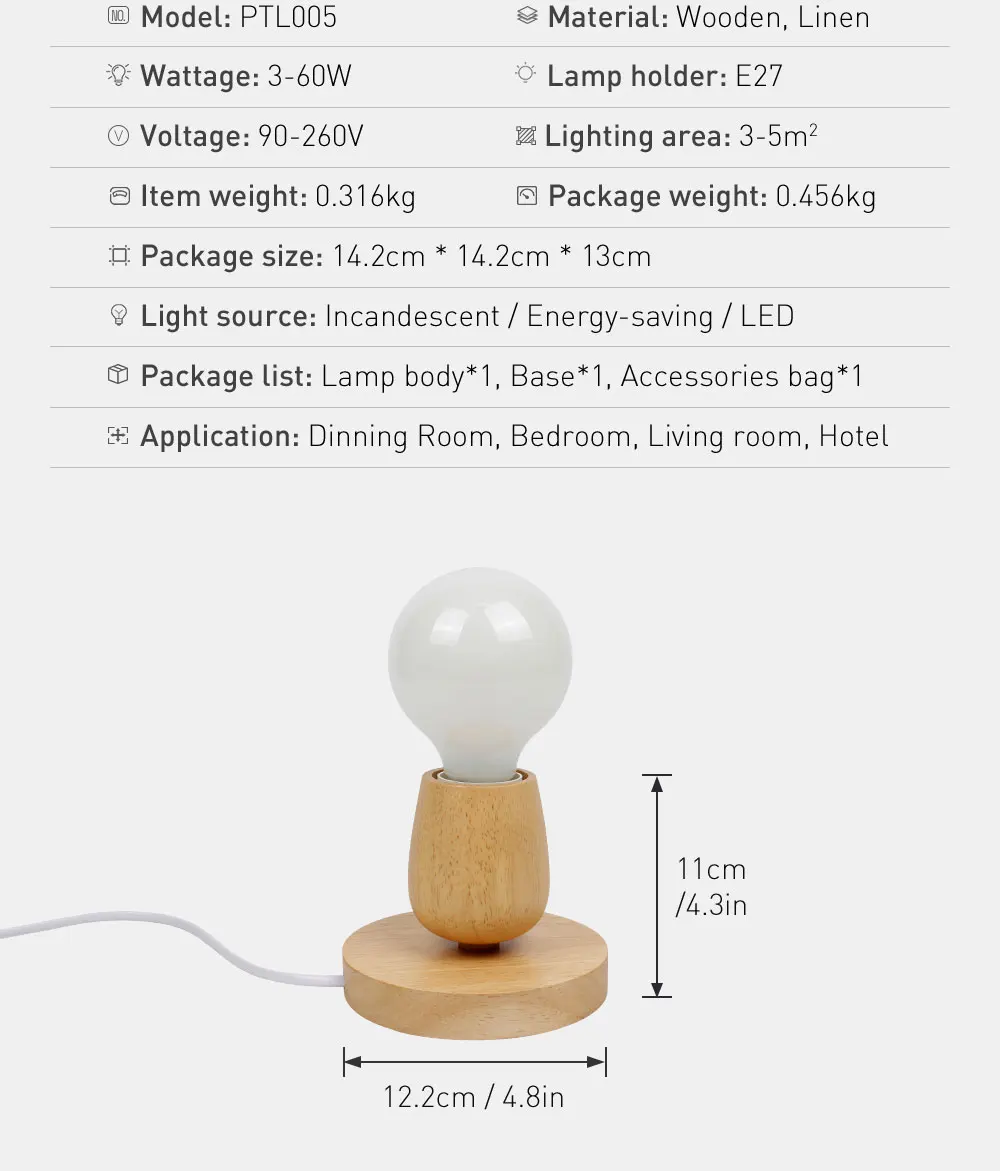 Настольная лампа, светодиодный настольный светильник, светильник для спальни, деревянная лампа, книжный светильник, украшение дома, гостиничный светильник, кофейный светильник s E27 85-265 в
