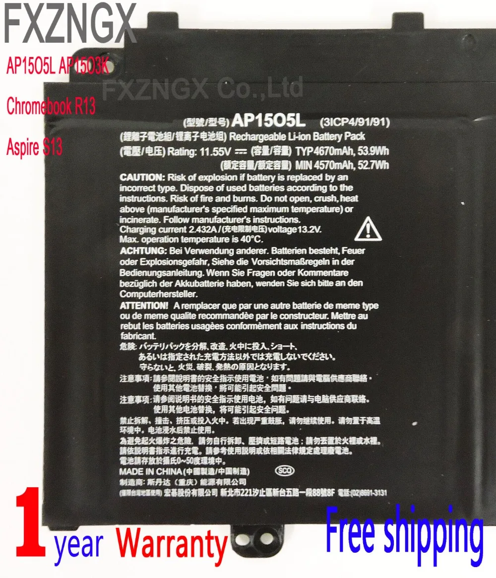  FXZNGX AP15O5L AP15O3K Portable Computer Battery For ACER Aspire S5-371-71QZ S5-371T-58CC Aspire S 