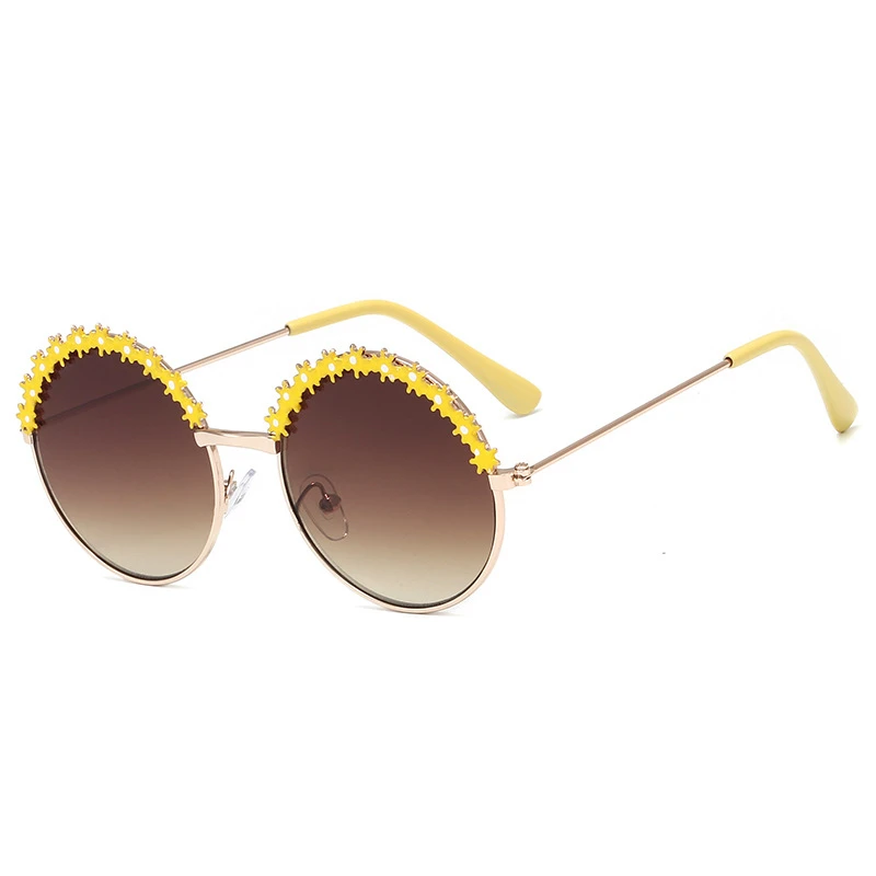 Zilead карамельный цвет Декоративный металл детские очки Цветок Круглые Солнцезащитные очки для девочек и мальчиков детские брендовые солнцезащитные очки для детей - Цвет оправы: 3