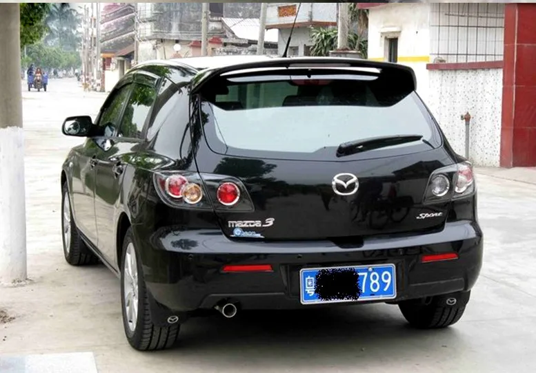 

ABS material rear window trunk wing spoiler for mazda 3 Hatchback Easy punch installation stop red light spoiler for primer