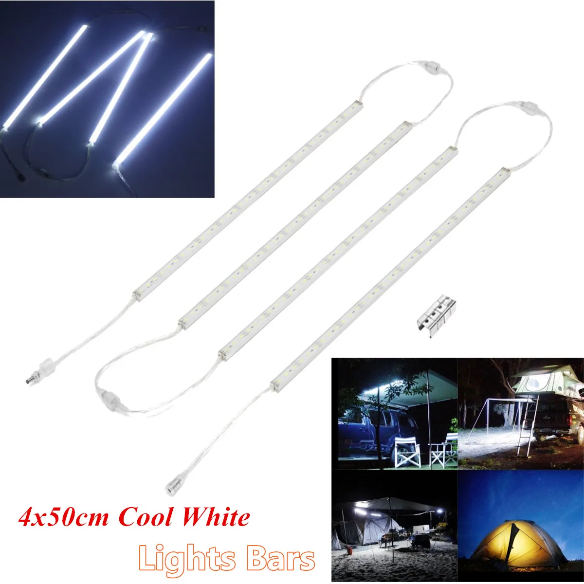 

4x50cm LED Bar Light DC 12V Waterproof IP65 Cool White 5630 SMD Led Strip Lights Bars Lamp For Camping Caravan Boat 9W