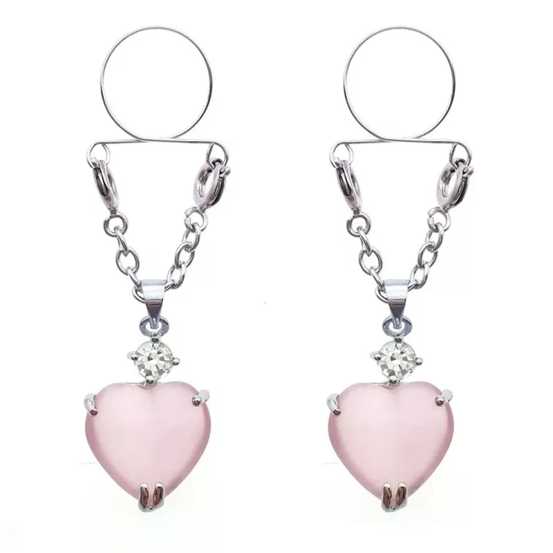 New Hot Trendy Non pierced Clip On Nipple Rings Women Nipple Pink Heart