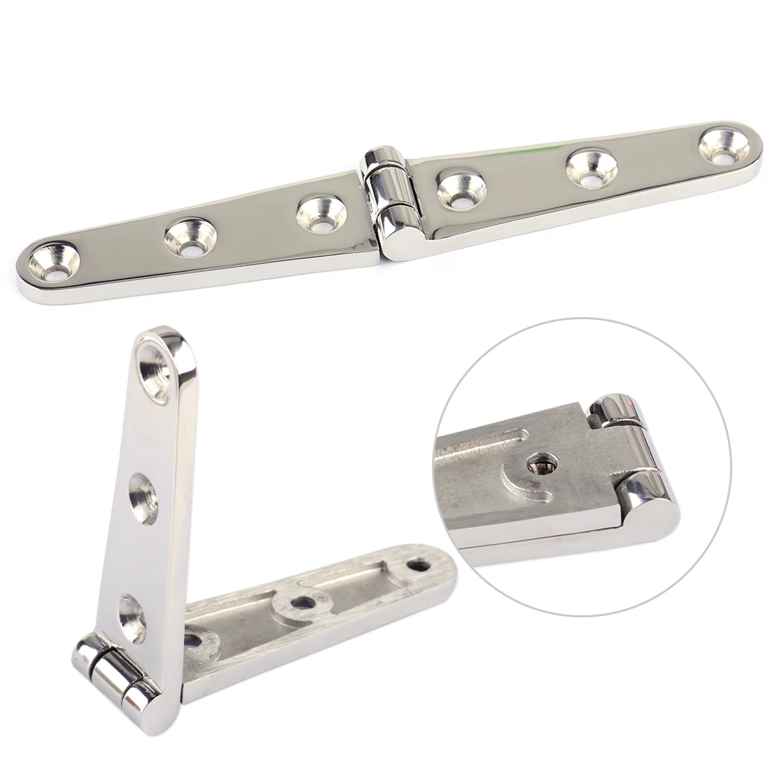 beler 2pcs 6 inch 316 Stainless Steel Cast Strap Hinge Boat Marine