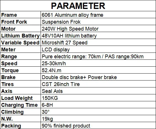 Clearance 26inch electric bicycle 48V10ah lithium battery hidden in frame lightweight electric mountian bike 25km/h 240  motor ebike 22