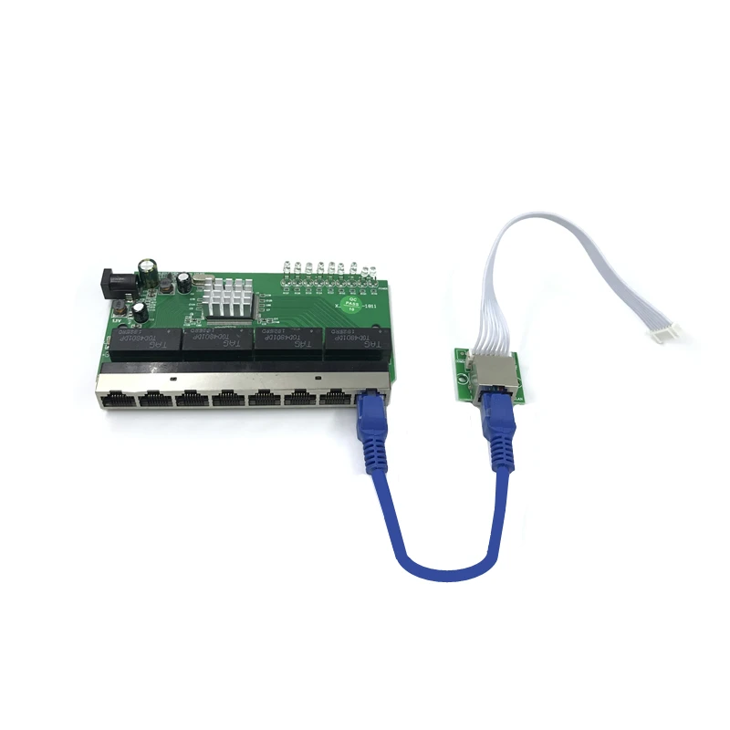 OEM PBC 8-портовый гигабитный Ethernet коммутатор 8 портов met 8-контактный разъем 10/100/1000 m концентратор 8way штекер питания печатная плата OEM schroef gat