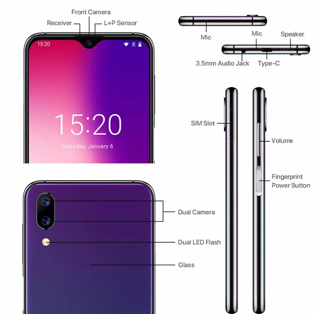Umidigi One Max 4G Оперативная память 128 Гб Встроенная 6 3 &quotмобильный телефон на