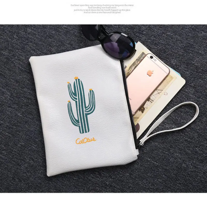 1pc Pu Novelty Cactus School Pencil Bag Gift Estuches School Pencil Box School Supplies Stationery Pencil Case Pen Bags Boy/Girl - Цвет: white