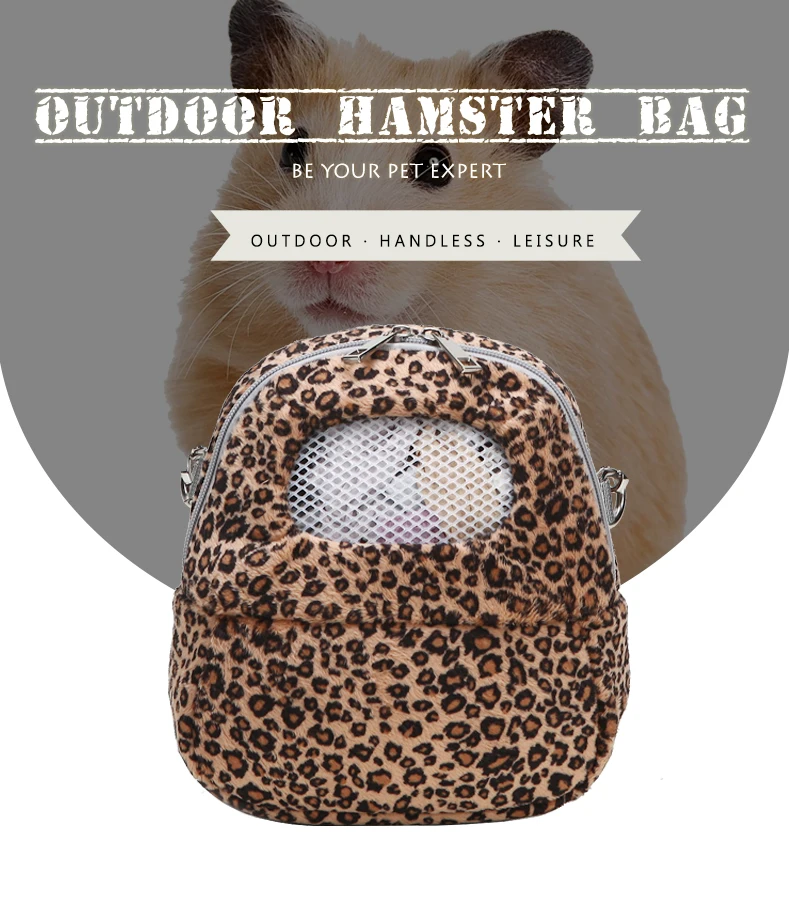 

Canvas Hamster Cage Leopard Print Hamster Bag Outdoor Walking Fashion Soft Mesh Small Animal Sling Bag Hamster Carrier