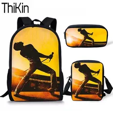THIKIN 3Pcs/set Queen Band Bohemian Rhapsody Print Large Shoulder Backpack Students Bookbag Kids Book Bag Children School Bags