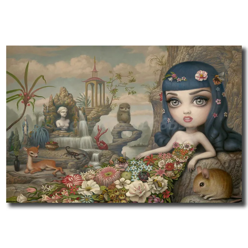 Perryes Daisy By Mark Ryden настенный художественный холст плакаты принты живопись настенные картины для офиса гостиной домашний декор произведение искусства