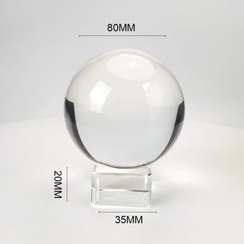 

hbl 3pcs 80mm Clear Crystal Ball Decorative K9 Glass Gazing Sphere with Free Crystal Stand Figurine Fengshui Table Home Decor