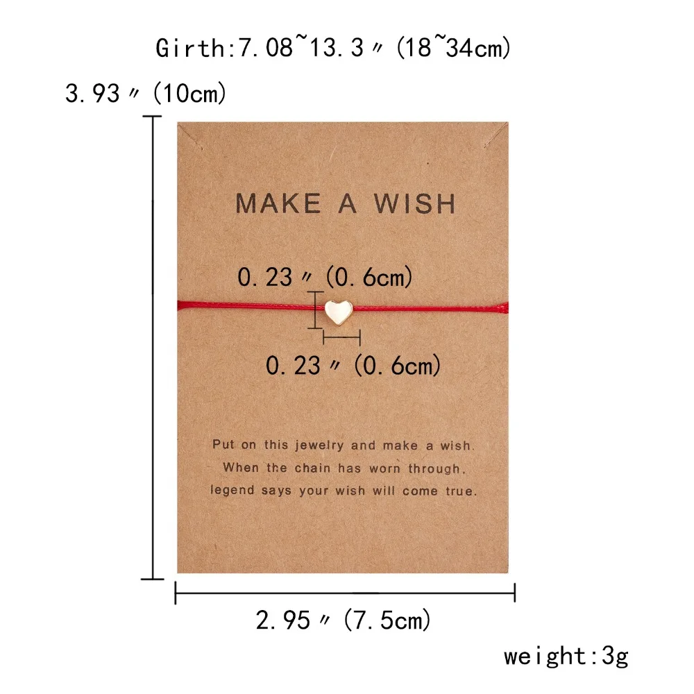 10*7 5 см Make a Wish Papper Card Love тканый Регулируемый Браслет Модные ювелирные изделия