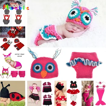 

2016Latest Hot Pink Baby Girl OWL Design Photography Props Knitted Infant Kids Costume Clothes Set 1set MZS-15022