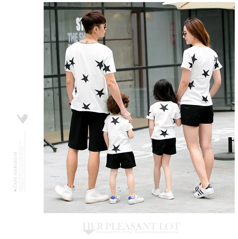 Семейные комплекты Двойка рубашка+ Шорты брюки супер звезда близнецов брата и сестры, одежда семейная одежда отец сын комплект