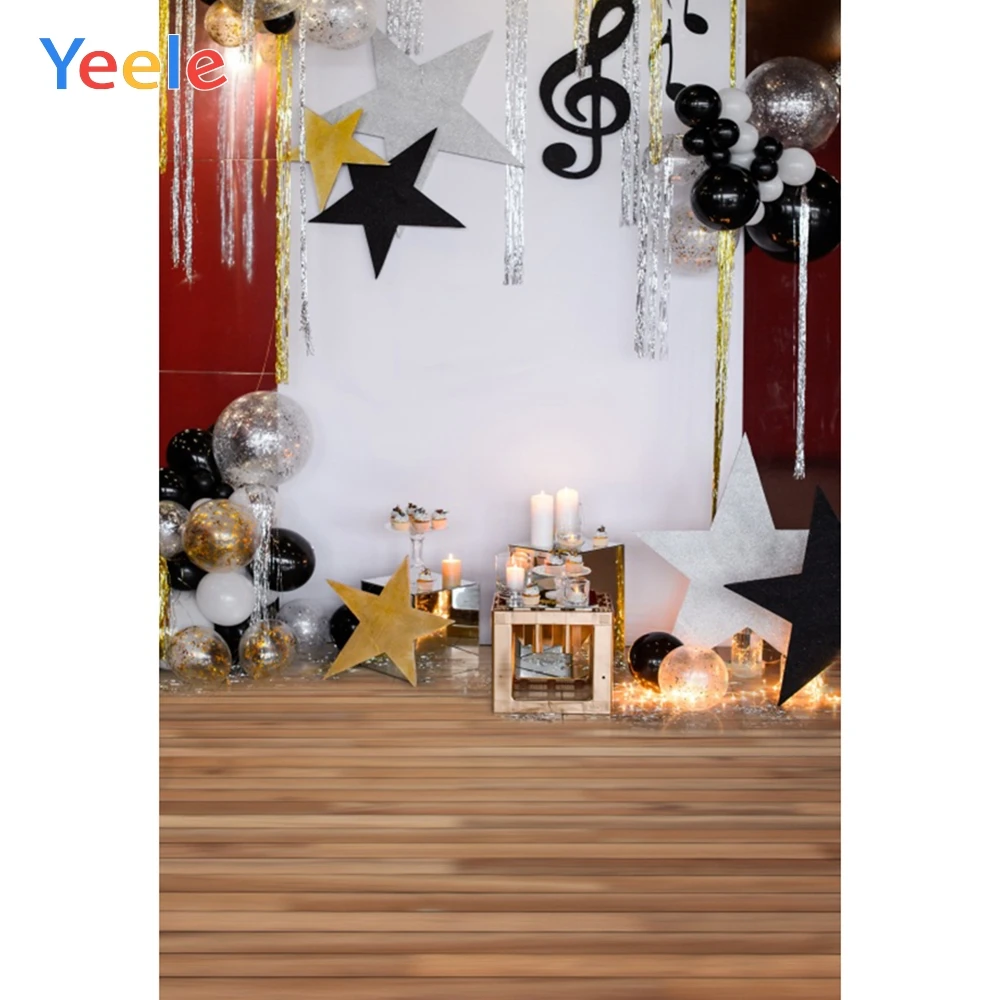

Yeele Birthday Backdrops For Photography Balloon Music Star Party Planks Baby Portrait Photo Backgrounds Photocall Photo Studio