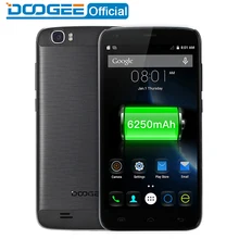 DOOGEE T6 pro mobile téléphones 5.5 Pouces HD 3 GB RAM + 32 GB ROM Android 6.0 Double SIM MTK6753 Octa Core 13.0MP 6250 mAH WCDMA LTE WIFI GSM