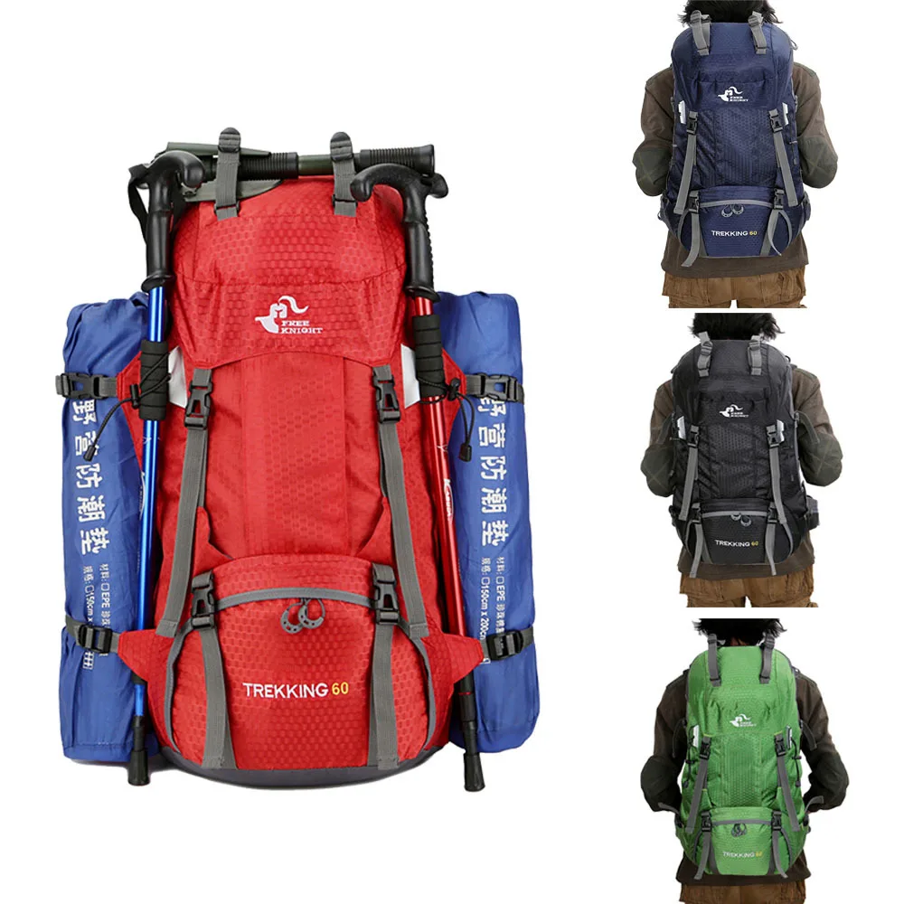 Big Capacity 60L Hiking Bag Men Women Outdoor Camping Travel Climbing Waterproof Backpack With Rain
