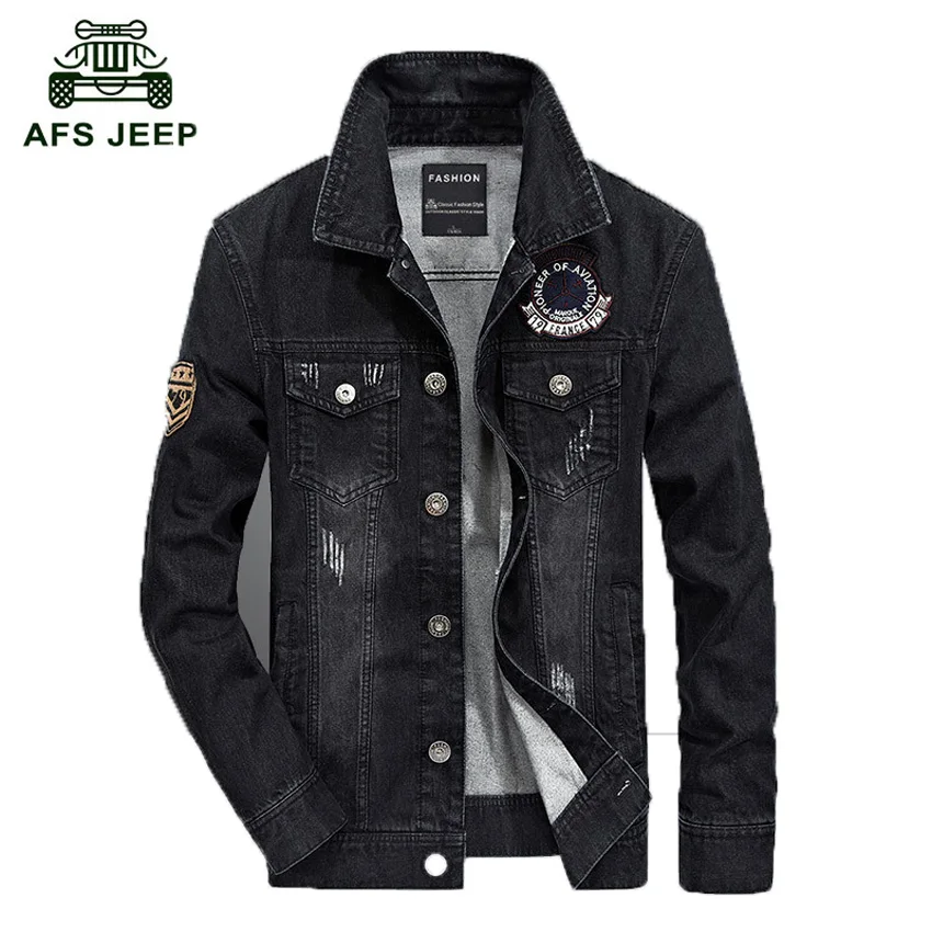 

AFS JEEP Brand Spring Autumn Denim Jacket Men Plus Size 4XL Jaqueta masculina Cotton Casual Denim Jackets Mens chaqueta hombre