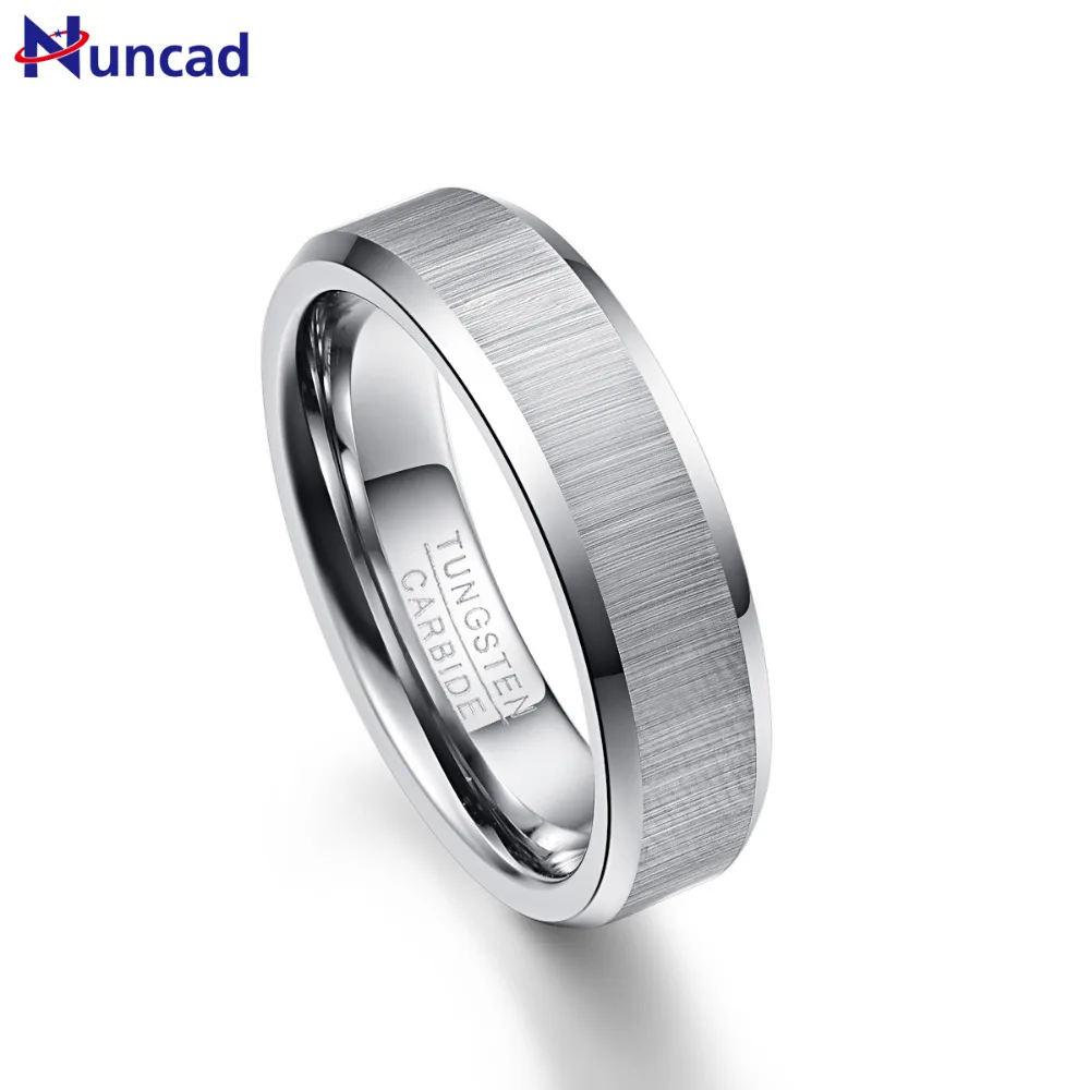 

Nuncad Men's 6mm Vertical Brushed Tungsten Carbide Wedding Bands Beveled Engagement Rings Size 7 to 12