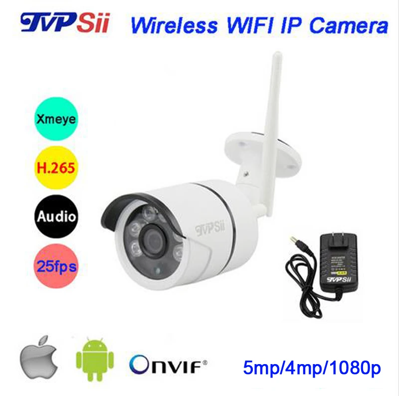 

6pcs Array Leds 5mp/3mp/1080p HiSilicon H.265+ 25fps 12G ONVIF Audio Waterproof Wifi Wireless ip Security Camera Free Shipping