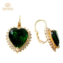 Navachi в форме сердца зеленый фианит Кристалл желтый серьги-кольца оптом SMT2829