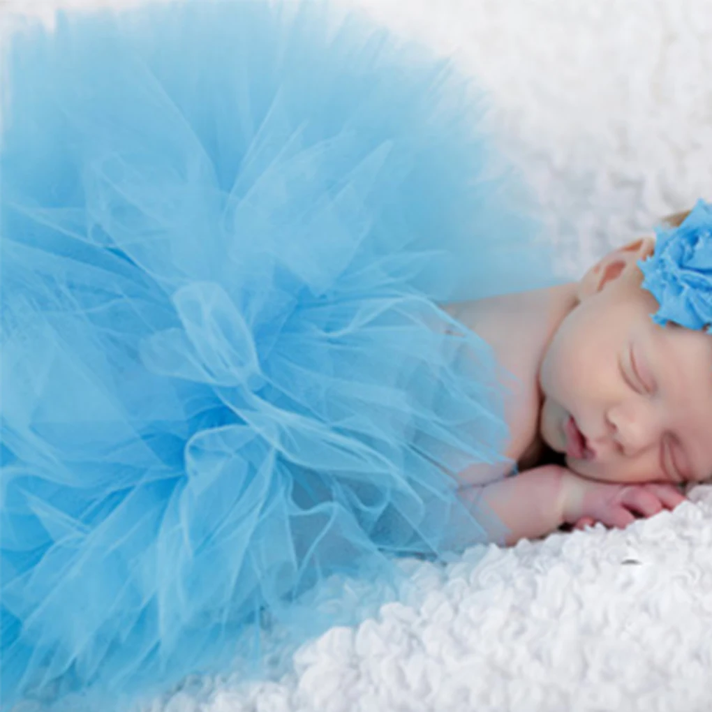 Реквизит для фотосессии новорожденных; аксессуары; юбка-пачка для малышей ручной работы; Радужная юбка-пачка для фотосессии - Цвет: 15 blue