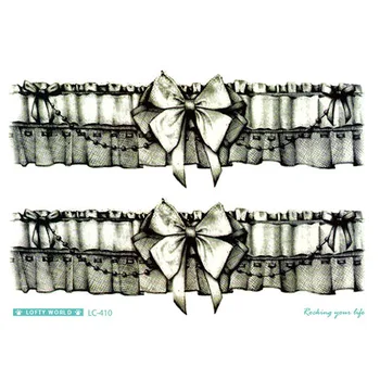 

Black lace bow Temporary Tattoo Body Art Arm Flash Tattoo Stickers Waterproof Fake Henna Painless Tattoo Sticker